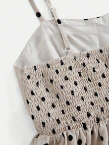 Firerie Kids 少女可爱黑白波点吊带高腰连衣裙，休闲日常时尚百搭，适合度假、姐妹装和亲子装 - 彩色 - 查看 4