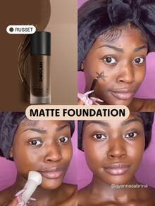 SHEGLAM Complexion Pro Long Lasting Breathable Matte Foundation-Russet Matte Sweat-Proof Foundation Oil Control Full Coverage Pore-Less Concealer Waterproof Flawless Non-Fading Weightless Liquid Foundation Brand Beauty Makeup Face Paint Cosmetic For Women Girls Perfect For Spring Summer Ideal For Y2K Fancy Fashion Suitable For Birthday Mother'S Day Gift Rave Party Ready Best Color - Russet - View 2