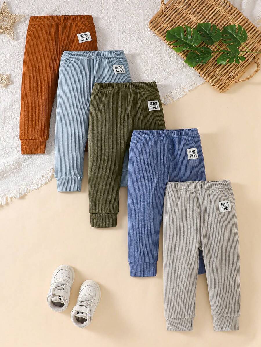 SHEIN 3 piezas/paquete Pantalones acanalados para niños pequeños, pantalones versátiles para otoño/primavera - Multicolor - Ver 1