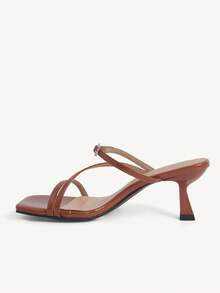 CUCCOO CHICEST Giày nữ mùa xuân. Giày cao gót mũi vuông, gót mỏng, kiểu dáng lãng mạn, thanh lịch, màu nâu da PU, có khóa cài, thích hợp cho nữ dự tiệc, cô dâu, bộ sưu tập mùa rượu vang cho ngày Valentine. Thanh lịch và đa năng. - màu nâu - Xem 5