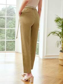 MOTF PREMIUM PURE LINEN BELTED DRESS PANTS - Khaki - View 7