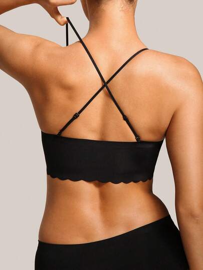 Barelissa 女士纯色交叉露背休闲吊带文胸，夏季款