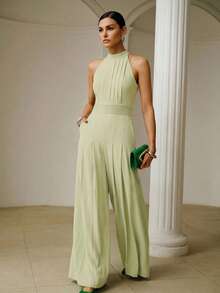 ZEYLAH 褶饰口袋连体裤 - 薄荷綠 - 查看 3