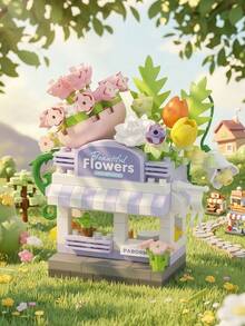 MINKOJA 1pc Mini Flower Shop Building Block Model, Creative Street View Photo Studio Bricks Set, Desktop Display Decor For Home, Perfect As Festival Gifts, Party Favors, Valentine Gifts, Suitable For Adults, Family & Friends - Multicolor - View 4