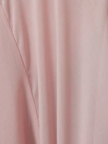 BELROSIE Vestido acampanado con cuello en V poco profundo y cintura insertada, vestido de línea A, vestido de cuello en V, manga corta con vuelta, rosa claro, primavera/verano, minimalista elegante, tela ligera, ropa de oficina, vestido de cita, atuendo de vacaciones. Diseño de patchwork de gasa, vestido midi para mujer - Rosa - Ver 5