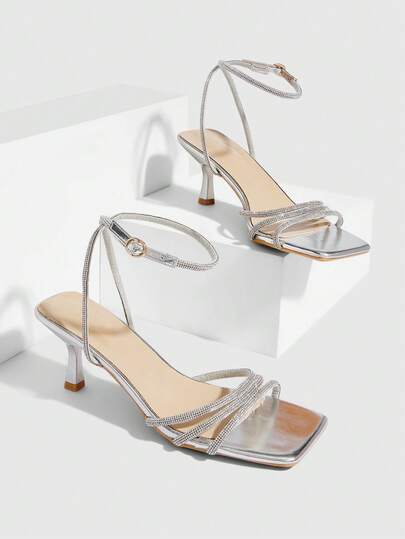 CUCCOO SZL Giày nữ mũi nhọn gót cao thanh mảnh, sandal thời trang đen quai mảnh buộc dây gót chunky mũi tròn, phù hợp đi làm, hẹn hò, tiệc tùng, du lịch