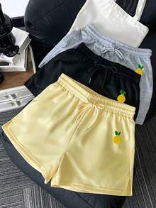 Resyla Women's Summer Casual Lemon Embroidery Shorts - Multicolor - View 5