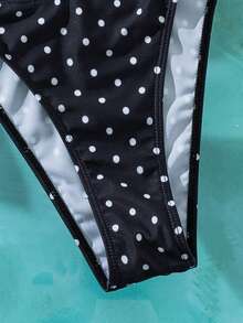 Swim Mod Bộ bikini nữ kiểu dáng dễ thương, nữ tính, gợi cảm, thích hợp cho lễ hội âm nhạc bãi biển mùa xuân/hè, họa tiết chấm bi, dây đeo dày, viền bèo nhún. - Nhiều màu - Xem 3