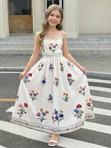 SHEIN 少女碎花无袖中长连衣裙 - 彩色 - 查看 7