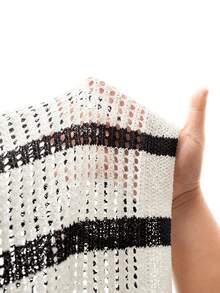 RONVEXI 男士多功能休闲镂空条纹网眼针织背心 - 彩色 - 查看 8