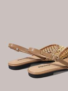 Styleloop Giày nữ, dép xăng đan đế bằng, kiểu dáng trễ gót, phong cách Bohemian, cổ điển Mỹ, miền Tây, thích hợp cho lễ hội âm nhạc, tiệc tùng, du lịch dịp Giáng sinh, phong cách Bohemian không thể thiếu. - Kaki nhẹ - Xem 6
