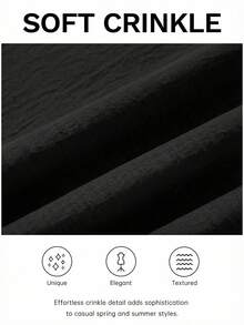 Shapeblank 大码女装春夏时尚休闲宽松舒适清爽日常显瘦荷叶边短袖黑色衬衫，曲线可爱上衣，女士衬衫，夏季穿搭，外出上衣，欧洲夏季，简约风格 - 黑色 - 查看 8