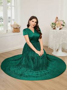 Reflora 大码女士优雅印花连衣裙，夏季婚礼宾客礼服 - 彩色 - 查看 11