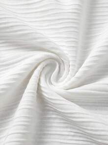 SHEIN LUNE Áo tank top ôm sát không tay cổ cao màu trắng, chất liệu dệt jacquard 3D, kiểu dáng tối giản, thích hợp cho mùa hè. - trắng - Xem 8