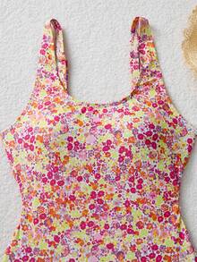 SHEIN Swim Mod 女士碎花连体泳衣，适合海滩度假、泳池派对、沙滩派对 - 彩色 - 查看 4