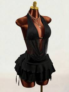 BamGleam 2026 Frühling/Sommer Neue Sexy Mesh Perlen Trägershirt für Frauen - Braun - Übersicht 5