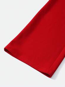 SHEIN Tween Girl Asymmetrical Neck Ruffle Trim Belted Flare Leg Jumpsuit - Red - View 6