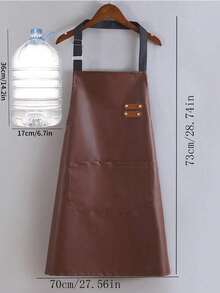 Waterproof And Stain-Resistant PU Apron, Durable Kitchen Workwear, Faux Leather Apron For Water Workers, Barbers, And Catering, Modern Minimalist Waist Design - Black - View 10
