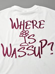 Men's Minimalist And Versatile Short-Sleeved T-Shirt With Round Neck And Letter Print - Red - View 3
