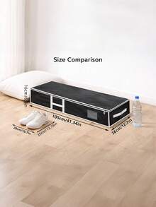 1 pieza Caja de almacenamiento de regalo de material PE con bolsillo interior para debajo de la cama, organizador para papel de regalo de Navidad, bolsa de almacenamiento de decoraciones navideñas, organización del hogar y ahorro de espacio - Material de polietileno - Ver 2