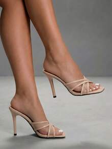 CUCCOO SZL Sandalias de tacón alto para mujer, cómodas y elegantes para citas, fiestas y el trabajo - Desnudo - Ver 6