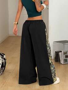 Coolane 女士春夏音乐会街头风撞色降落伞裤 - 黑色 - 查看 5