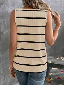 EMERY ROSE Áo tank top cổ chữ V, chất liệu gân, kiểu dáng thường ngày. - Nhiều màu - Xem 2