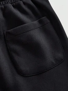 ROMWE MEN Quần short thường ngày màu sáng, tiện dụng. - Đen và trắng - Xem 5