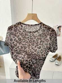 SHEIN PETITE CURVE Plus Size Women Retro Leopard Print Mesh Blouse, Casual Commute Elegant Fitted Shirt, Summer Tops, Summer Outfit For Women , Festival Outfits For Women , Beach Outfit For Women , Graduation , Graduation Outfit For Mother, Casual Blouses For Women,Vacation Outfits Women,Graphic Tees Women, Cheetah Print,Leopard Print , Brown Tulle Blouse , Brown Top,Suitable For Daily Wear, Festivals, Weddings, Commuting, School, Graduation, Shopping, Office, Outdoor, Beach, Breathable Mesh Top, Women's Short Sleeve Tops - Multicolor - View 1