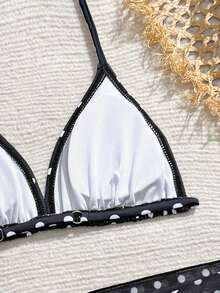 Bộ bikini hai mảnh in chấm bi mùa hè dành cho bé gái - màu đen - Xem 6