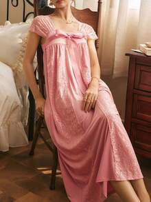 Côtesoire Elegant Lace Slip Dress For Women, Southern France Style - Dusty Pink - View 6