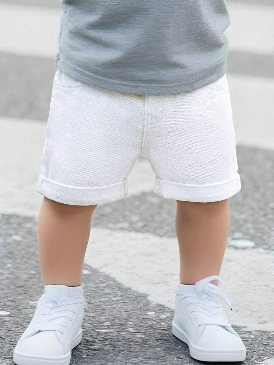 Quần short skinny co giãn màu trắng cho bé trai - trắng - Xem 1