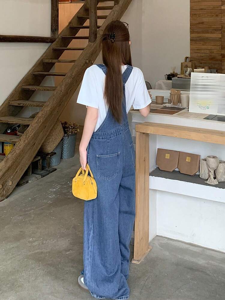 Women's Casual Versatile Everyday Denim Jumpsuit With Pockets
