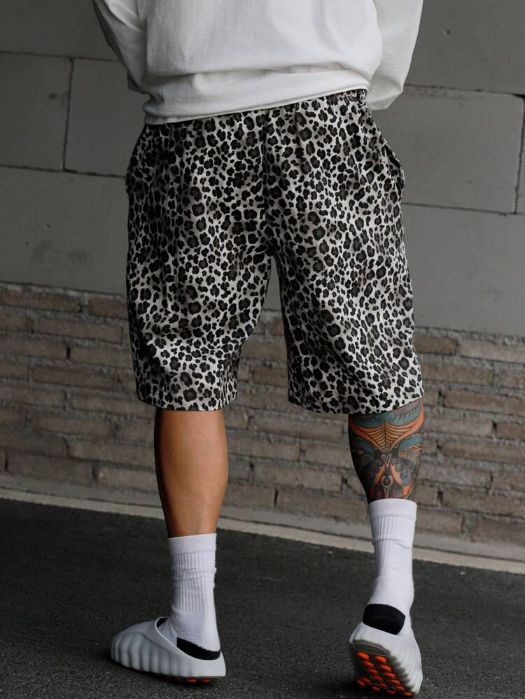 Leopard Print Floral Street Style Men's Shorts