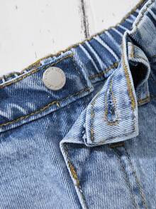 SHEIN Young Girl Summer Casual Distressed Denim Shorts - Multicolor - View 5