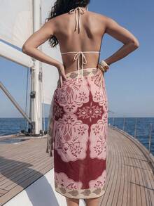 Maija Bộ áo khoác và chân váy đi biển dáng rộng in hoa dành cho nữ. - Nhiều màu - Xem 2