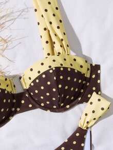 Swim Mod 2件套女士波点比基尼，带钢圈，沙滩度假泳装套装 - 彩色 - 查看 4