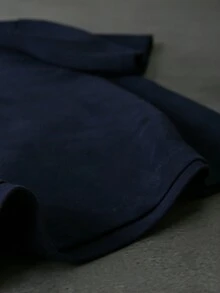 Manfinity Roghcode 大码男士字母印花落肩袖宽松休闲 T 恤 - 藏蓝色 - 查看 5