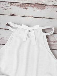 女士休闲牛油果绿露背吊带背心，度假款 - 白色 - 查看 6