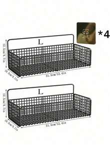 Estantería de pared ahorradora de espacio, organizador colgante sin taladrar para baños y cocinas libres de desorden - Negro - Ver 16