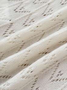 女童V领镂空罩衫连衣裙，白色沙滩度假休闲连衣裙，百搭夏季沙滩罩衫 - 白色 - 查看 6