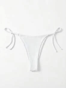 Sweetra Đáy bikini màu trơn Gợi cảm - trắng - Xem 2
