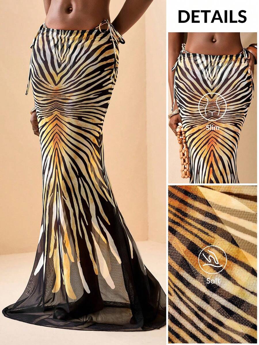 Zivah 2026 Spring/Summer Women's Beach Cover-Up & Skirt Set, Placement Print Pattern