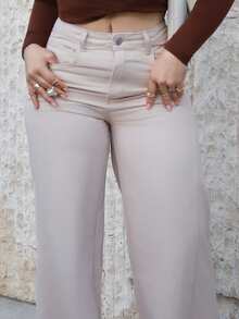 Lupita Cardoza Women's Regular Mid-Waist Straight Leg Loose Casual Jeans - Apricot - View 4