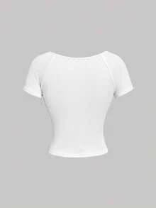 SHEIN MOD Áo thun nữ in chữ kiểu dáng thường ngày, thích hợp cho mùa hè. - trắng - Xem 2