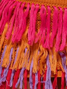 MUSERA Knitted Layered Fray Mini Skirt Girly Spring Summer Vacation Night Out Cute Occassion Golden Sands - Multicolor - View 6