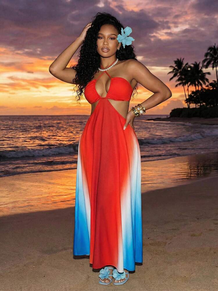 red white blue tie dye dress Zolique Women's And Backless Dress,Ruffle Skirt Sunset Rainbow Tequila Sunrise Summer Casual Vacation Holiday Long Outfits Womens dresses Color:Gold Pattern_Striped Simple Black V-neck Sleeveless 59% Cotton