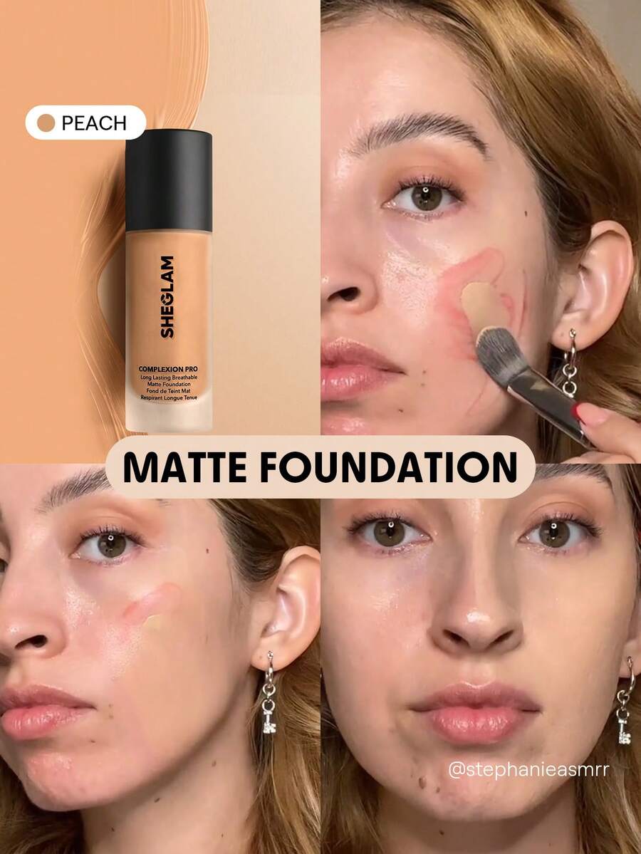 SHEGLAM Complexion Pro 持久透氣霧麵粉底液-桃色霧面防汗粉底液控油全遮瑕無孔遮瑕防水無瑕不褪色輕薄液體粉底液 品牌 美容 化妝 化妝品 適合女性與女孩 完美搭配夏季春季 Y2K 時尚 流行 生日 母親節禮物 假期 派對準備就緒 最佳顏色