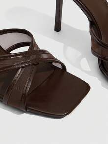 CUCCOO SZL 女士高跟凉鞋，适合约会、度假和夏季穿搭 - 棕色 - 查看 5