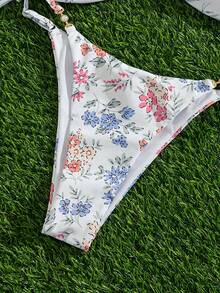 Swim Vcay 女士性感露背系带印花两件式泳衣，优雅沙滩度假泳装套装 - 彩色 - 查看 3